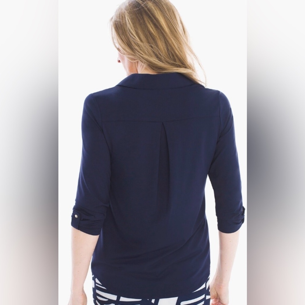 NWT Chico’s Pleated Placket Polo - Picture 3 of 8